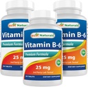 Bästa naturliga vitamin B6 25mg 250 tabletter (250 greve av 3)
