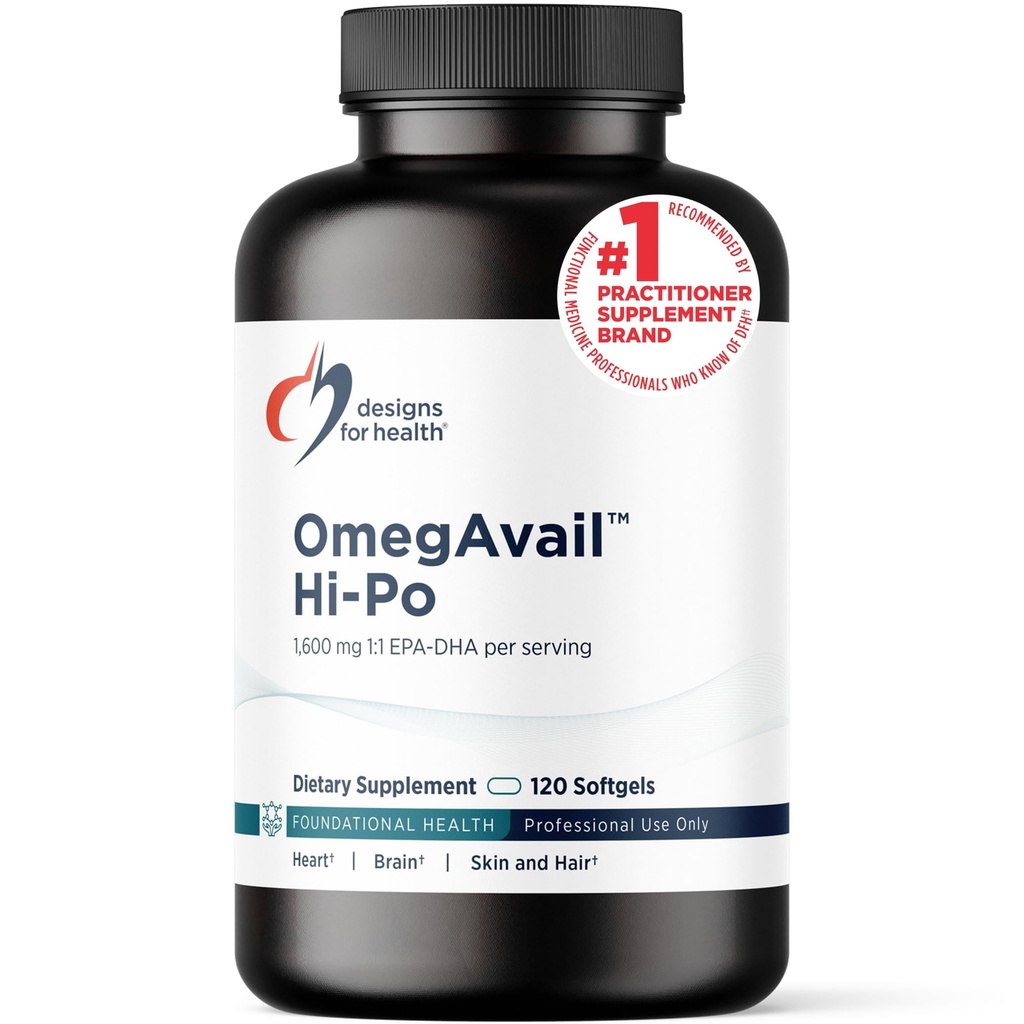 Designs for Health OmegAvail Hi-Po - TG (Triglyceride) Omega-3 Fish Oil Supplement, 1600mg EPA/DHA per Serving with Lemon + Vitamin E to Minimize Fishy Taste (120 Softgels)