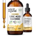 Wild & Organic Uric Acid Cleanse Drops - Tart Cherry, gurkmeja, Chanca Piedra Stone Breaker Komplex för njurrengöring - Uric Acid Support Supplement - Vegan, Sugar & Alkoholfri Tincture - 2 oz