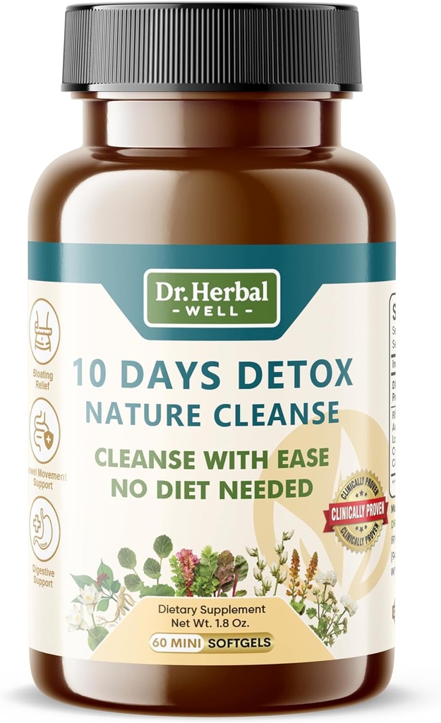 10 dagar Detox naturlig rengöring med lätthet ingen diet behövs (60 Mini Softgels)