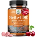 Tuggbar vitamin B12 1000 mcg - Metylerad B12 Vegan Vitamin för hjärnstöd naturlig energi - Benhälsa ögonvård och humör Boost med hår hud och naglar halala vitaminer