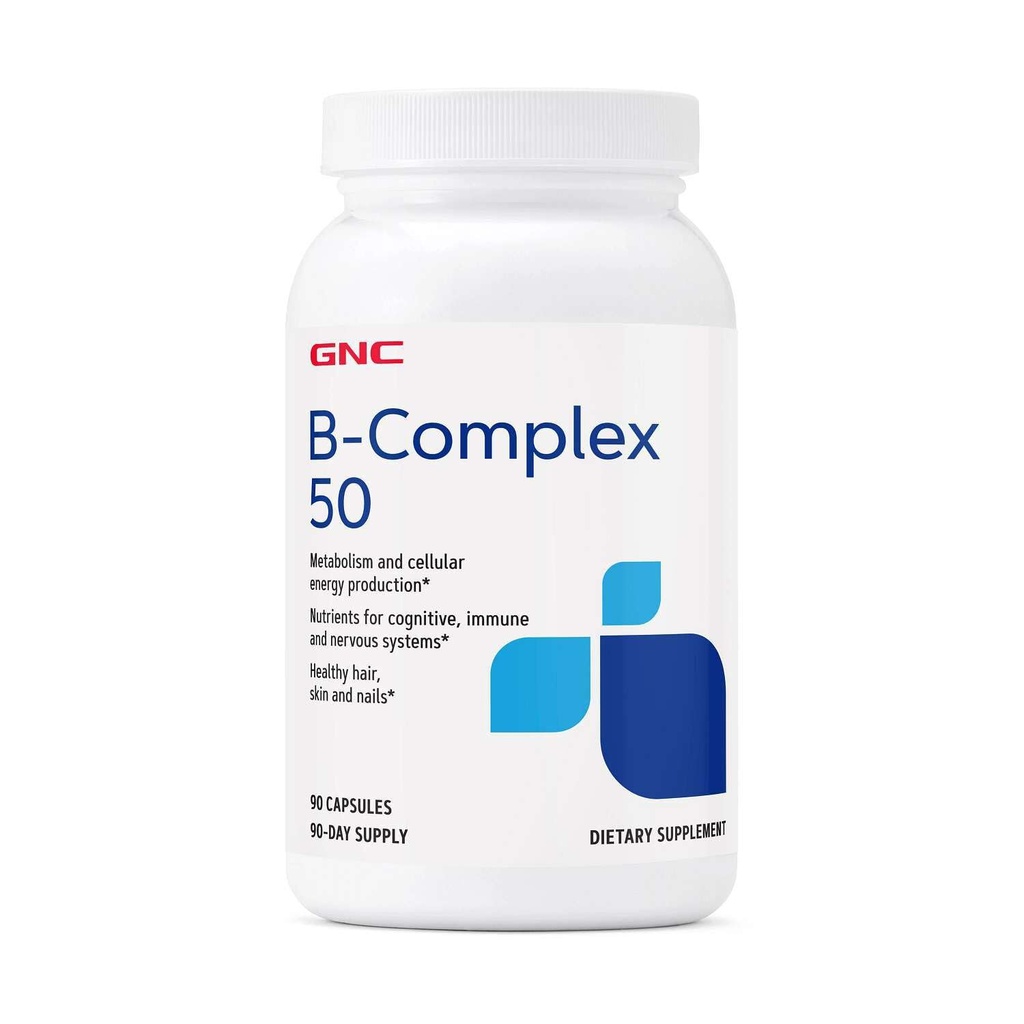 GNC B-Complex 50 | Cellulär energiproduktion | 90 kapslar