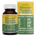 Max Strength Siberian Rhodiola®: Rhodiola Rosea 5% Rosavins, 2% Salidroside & BioPerine® för förbättrad absorption - Hjälper till stöd Stress, energi & fokus * - Växt i Sibirien, DNA Verified (60 kapslar)