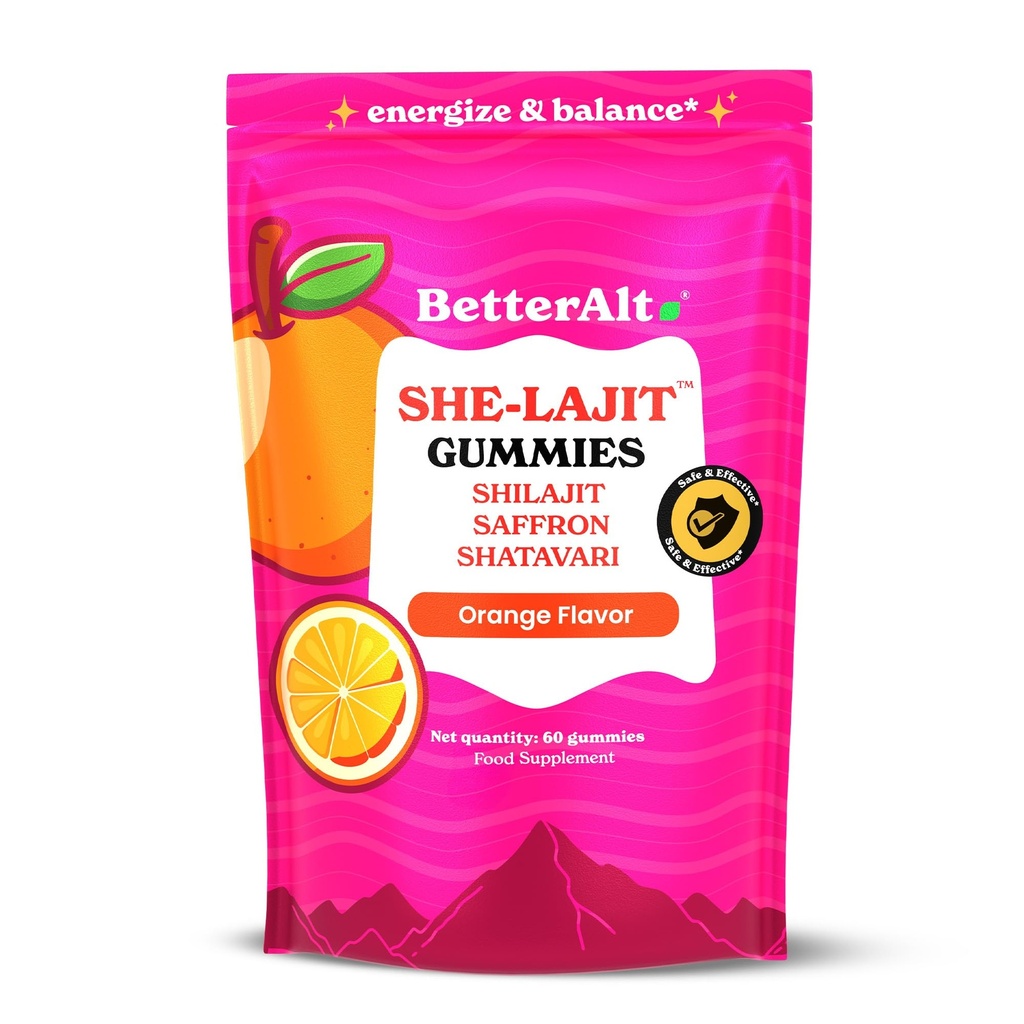 Better Alt SHE-Lajit Gummies for Women |Himalayan Shilajit, Shatavari, Saffron |OBGYN Recommended |Shilajit Gummies for Women for Energy & Hormone Balance |Orange Flavor|60