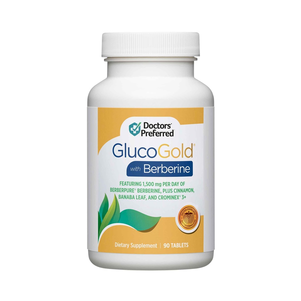 DOCTORS PREFERRED GlucoGold med Berberine, koncentrerad kanel, Chromium, Banaba Leaf Extract (90 tabletter)