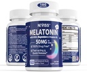 Melatonin 50 mg för vuxna - Extra styrka 9-i-1 Snabbupplös sublingual - w / vitamin D3 & MSM, Slappna Herbal Blend-Ashwagandha, Lemon Balm, Passionflower,Chamomile,Sugar Free, Vegan 180 Servings