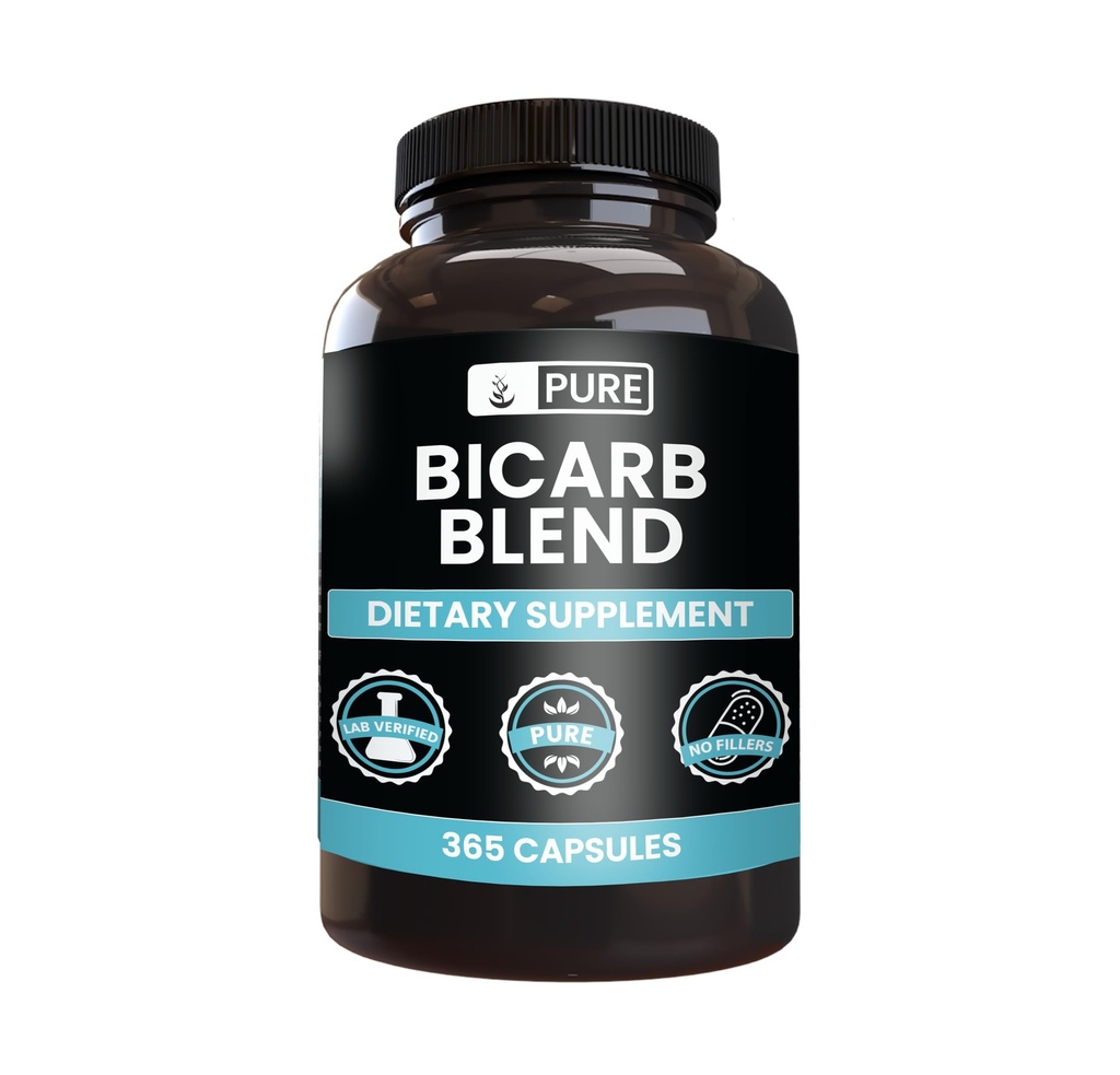 PURE ORIGINAL INGREDIENTS Bicarb Blend (365 kapslar) No Magnesium eller Rice Fillers, Always Pure, Lab Verified