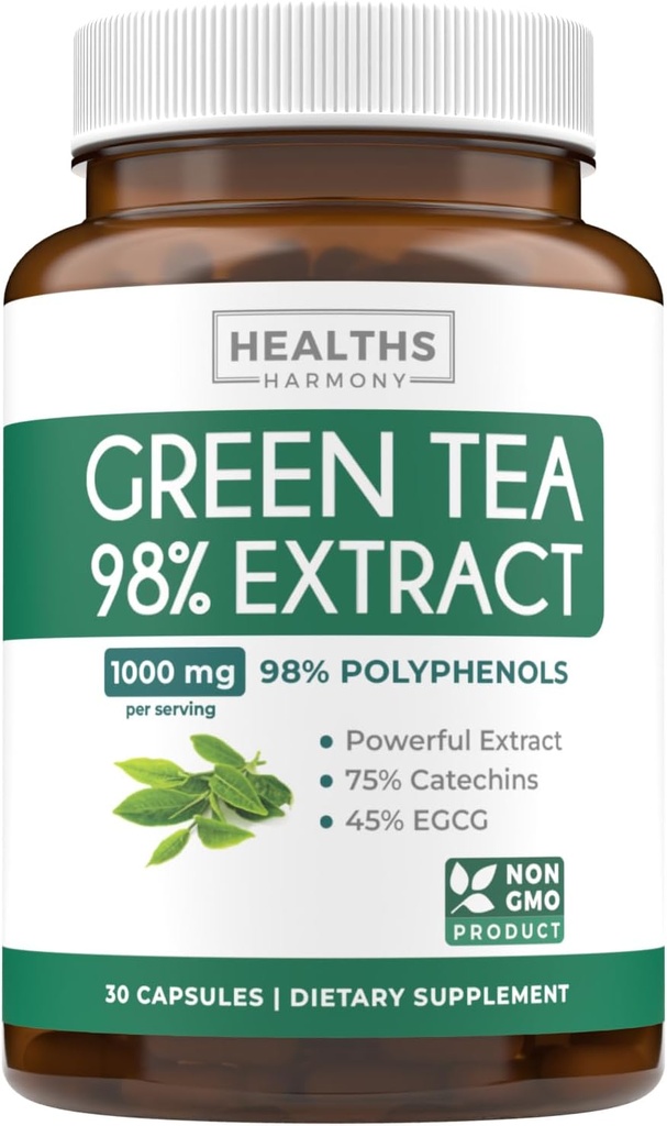 EGCG Green Tea Extract Capsules - Super High Potency Green Tea Pills Antioxidant Rich Formel Packad med Polyphenols Catechins & EGCG - 500mg Per Capsule - Non-GMO & Made i USA (Trial Size)