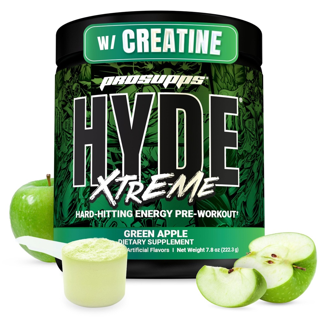 PROSUPPS Mr Hyde Xtreme Pre Workout Powder med kreatin, Beta Alanine & Caffeine - Extreme Energy, Pumps, Focus & Performance - Fitness & Gym Supplements for Men & Women (Green Apple, 30 Servings)