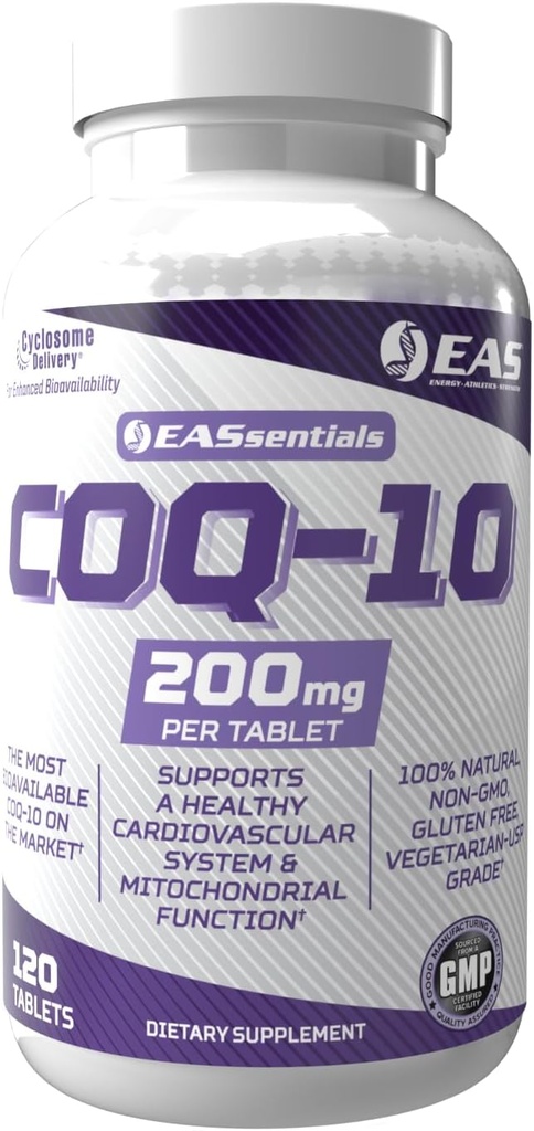 Experimentella och tillämpade vetenskaper COQ-10 200mg | Antioxidant Supporting Heart Health & Energy Production | Gluten Free, Non GMO | Bättre Absorption med Cyclosome Delivery | 120 tabletter