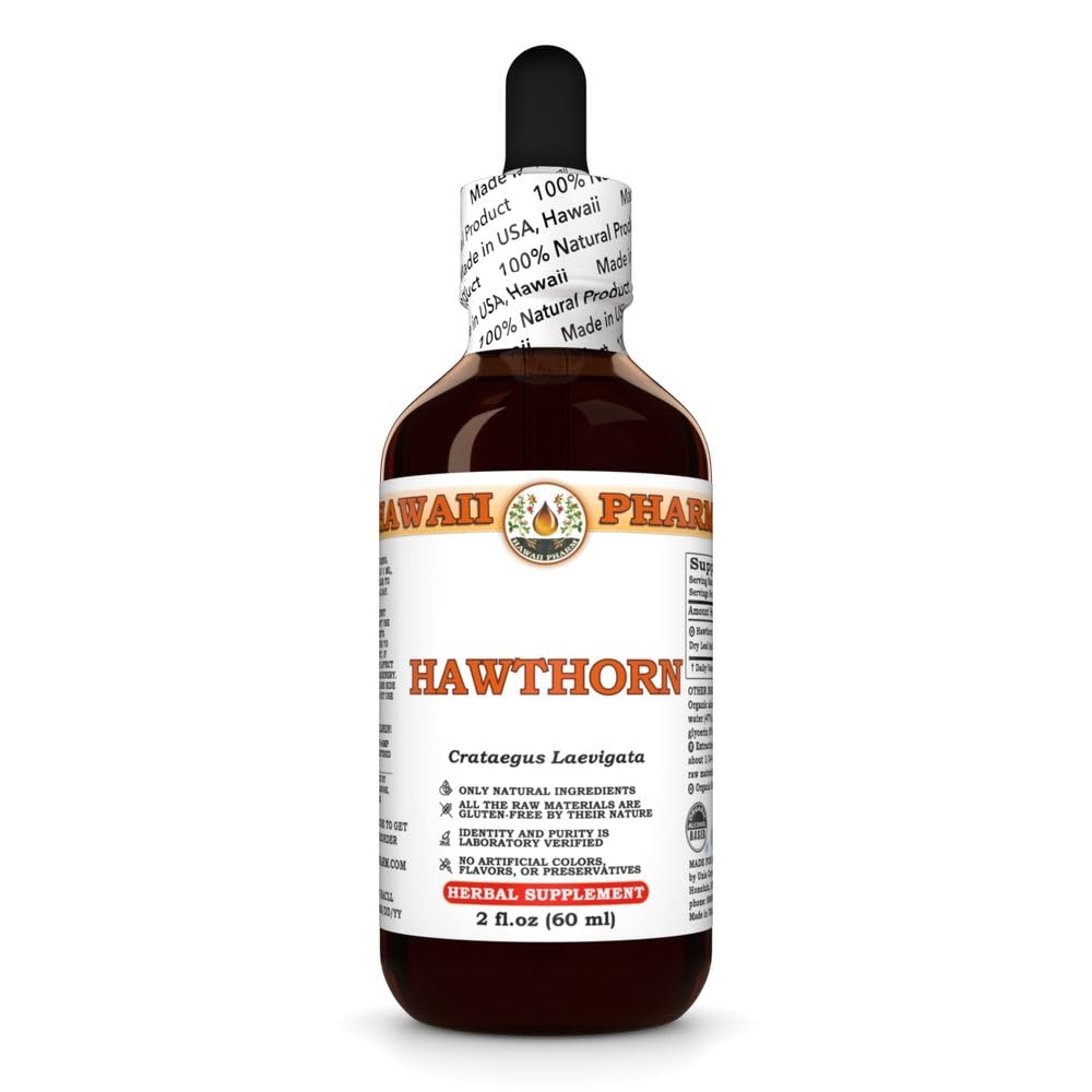 Hawthorn (Crataegus Laevigata) Dry Leaf and Flower Tincture, Made in Hawaii, Raw Materials, All Natural, Vegan, Pure Liquid Extract - 2 fl.oz