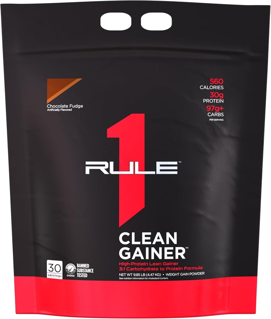Regel 1 Clean Gainer - High-Protein Lean Gain Formel med 560 kalorier, 30 g Full-Spectrum Protein, Över 90 g kolhydrater, Under 6 g fett (30 portioner, Chocolate Fudge)