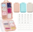 3 Pack, 14 GRIDS Travel Pill Organizer Box med etiketter - Travel Medicine Case Kit - Pocket Daily Pharmacy Container - Travel Medication Holder Dispenser för Fish Oil Vitamin Supplement Storage