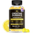 Effektiv Nutra Kreatin Monohydrat Gummies - 1g Kreatin per Gummy - Vegan Muscle & Strength Supplement för Män & Kvinnor - Stöder muskeltillväxt, energi, uthållighet - Lemon Flavor, Made in USA (90ct)