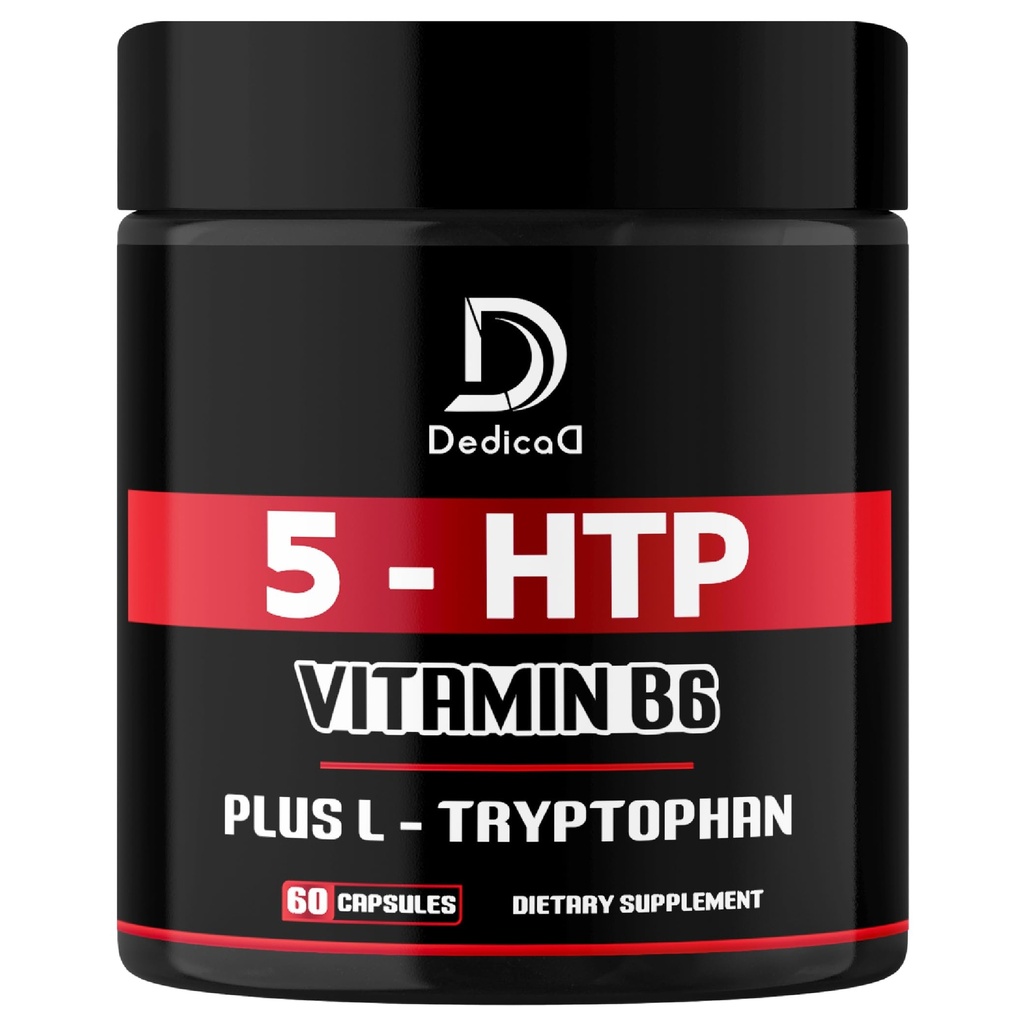 5 HTP Supplement 1010mg - 60 kapslar - 3in1 kombinerat med vitamin B6, L-Tryptophan - Bekvämt humör, hjärnhälsa, kroppshantering och immunsystemsupport