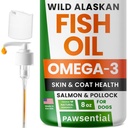Fish Oil for Dogs & Cats - Natural Omega-3 - Skin & Coat Support - Liquid Food Supplement for Pets - Natural EPA + DHA Fatty Acids for Joint Function, Immune & Heart Health - 8 (fl oz) Pollock