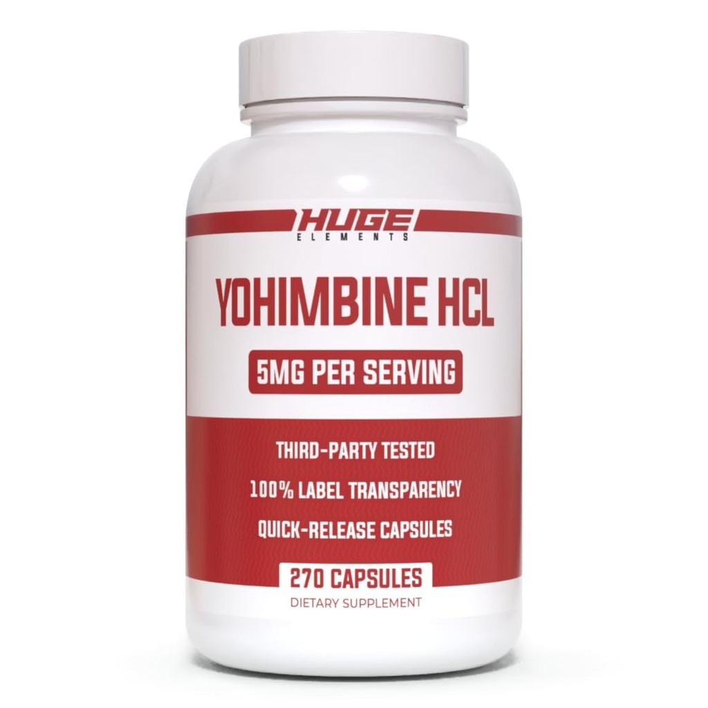 Stora tillägg Yohimbine HCl 5mg, Tredje part testade, fettförlust och energistöd, Avancerad prestandaformel för kroppsrekomposition - 270 Veg kapslar