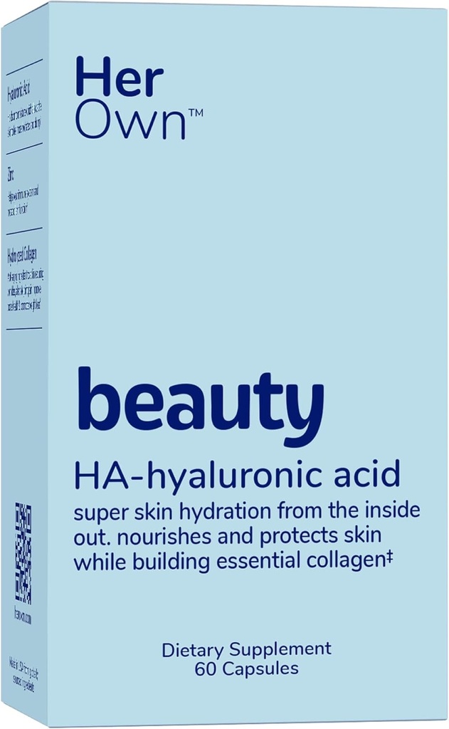 Hennes egen skönhet Hyaluronsyra kapslar, hudhydration, näring och skyddar hud, Essential Collagen, Hyaluronsyra, stöder vacker hud, med Zink, magnesium, vitamin C, 60 greve