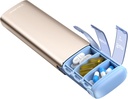 Vaydeer Metal Travel Pill Organizer, 7 Day Weekly Pill Box, Large Capacity Daily Cute Pill Case för kosttillskott, piller, vitaminer och medicinering (liten, champagne)