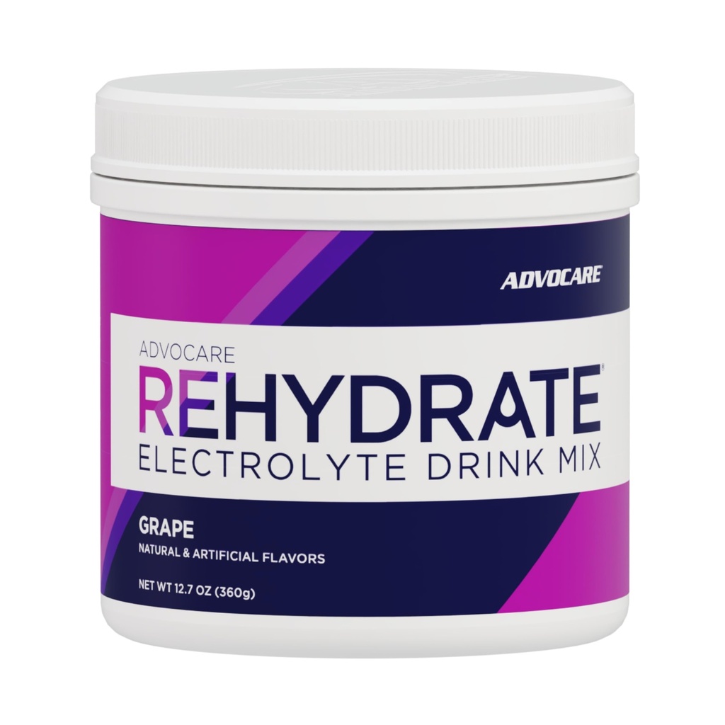 AdvoCare Rehydrate - Electrolyte Drink Mix - Inkluderar Magnesium, Natrium, Kalcium och Kalcium - Antioxidant & Amino Acid Fortified - Stöder Hydration & Recovery - Grape, 12,7 oz