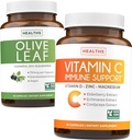 Spara $ 4 (12% rabatt) - Herbal Immune Bundle - Olive Leaf Extract (Non-GMO) Super Styrka: 20% Oleuropein 750mg caps och Immune Support - Vitamin C med Zink, vitamin D, Elderberry & Echinacea (Non-GMO)