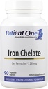 Patient One Iron Chelate 28mg | Tillägg för att stödja röd blodcellbildning och funktion * | Ferrochel Brand Iron Bisglycinate | 90 kapslar