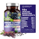 Premium 10 i 1 Immun Support Supplement [10 Potent Ingredients] med Elderberry, Vitamin C, Echinacea, Zink och Probiotic för Immune Support, Gut Health och Better Digestion, 60 Veg Caps