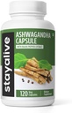 STAY Ashwagandha med Black Pepper, 10:1 Extract, 120 piller, 100% Pure Root Powder, Extra Strength Capsules, Non-GMO & Gluten Free Ashwagandha Supplements för kvinnor och män