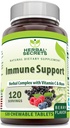 Herbal Secrets Immune Support med vitamin C & Elderberry | Berry Flavor Chewable Tablets | 120 greve | Icke-GMO | Glute-Free | Made in USA