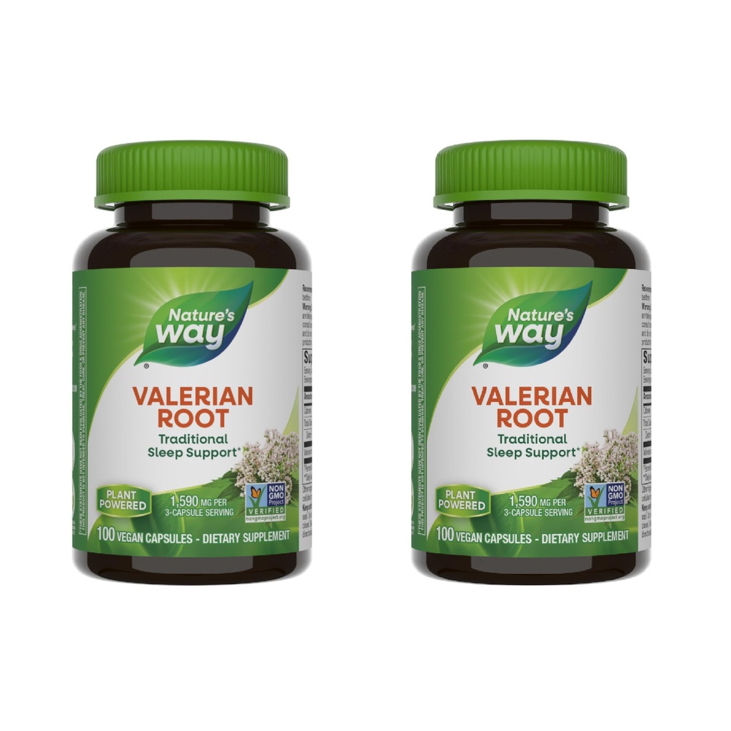 Nature's Way Valerian Root, Traditional Sleep Support*, Non-GMO Project Verified, Gluten Free, Vegan, 100 Capsules (Packaging May Vary) - 2 Pack