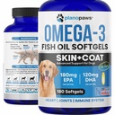 Omega 3 fiskolja för hundar kapslar - laxolja för hundar - hund fiskoljetillskott kan hjälpa till att kasta, allergi, kläckning - stödja torr hud, gemensamma - hund hud och kosttillskott - 180 fiskoljepiller