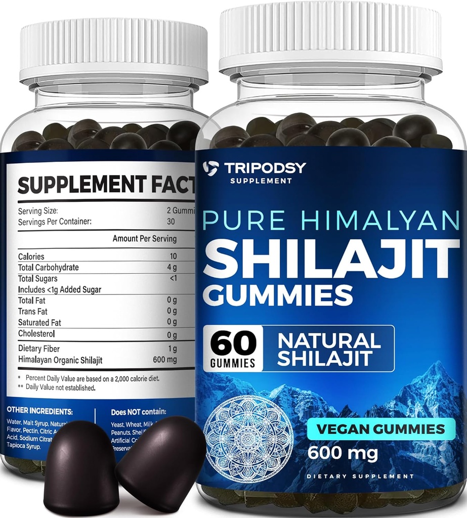 Rena Himalayan Organic Shilajit Gummies - Potent Shilajit Resin Supplement för män och kvinnor - 100% naturligt med 90 + spårmineraler - Öka energi, vitalitet och immunstöd - 60 Gummies