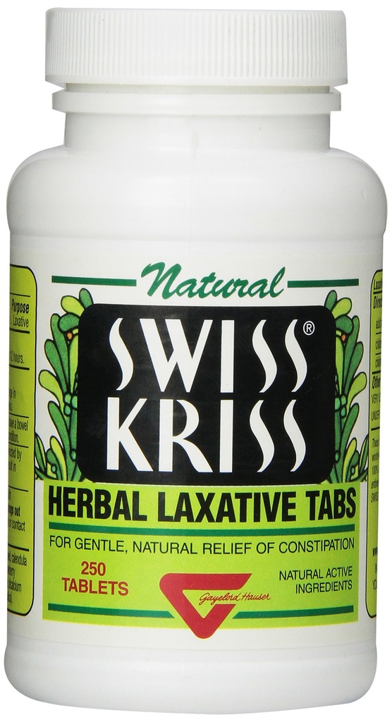 Swiss Kriss Herbal Laxative Tablets, 250 Count (Pack of 12)