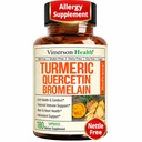 Quercetin med Bromelain Turmeric Curcumin Supplement - Allergy Relief, Joint & Immune Support - Organic Turmeric Supplement med Black Pepper (Bioperine) - 180 Quercetin 500mg Capsules