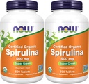 NOW Supplements, Organic Spirulina 500 mg med vitaminer, mineraler och GLA (Gamma-Linolenic Acid), 500 tabletter (Pack of 2)