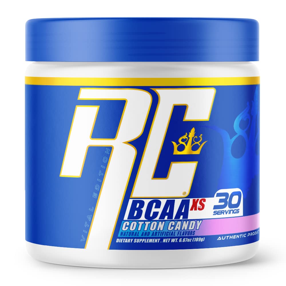 Ronnie Coleman Signature Series BCAA XS Powder with Essential Amino Acids, Post Workout Muscle Recovery, Sugar Free Hydration Drink Mix, Supplement for Women and Men, Cotton Candy Flavor, 30 Servings