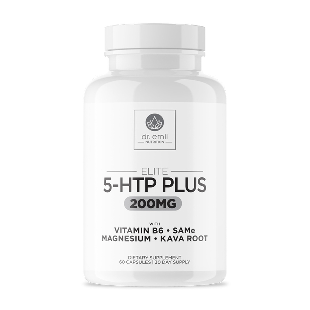 200 MG 5-HTP Elite med Kava Root Extract, Magnesium & SAM-e för att upprätthålla normal hälsosam sömn och skapa en känsla av välbefinnande - 5HTP Supplement med vitamin B6 - 60 kapslar, 30 portioner