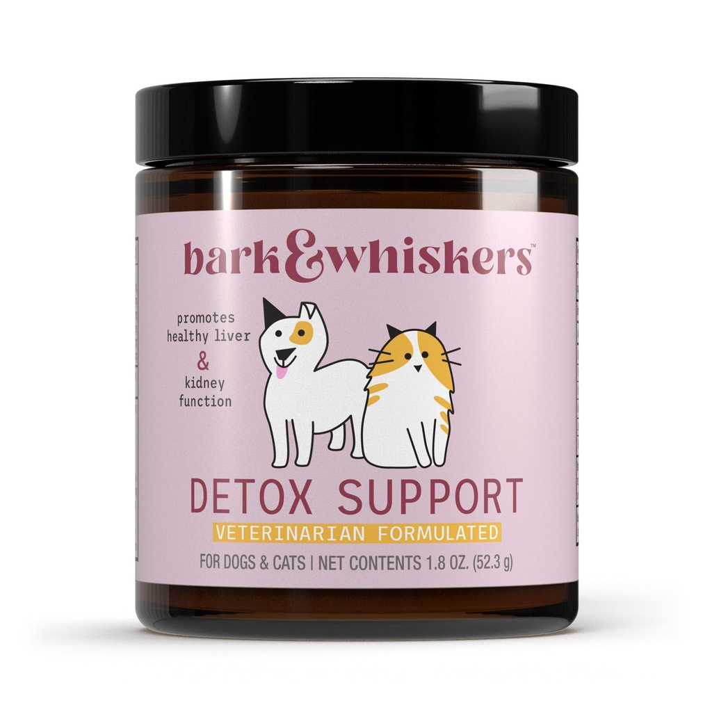 Bark & Whiskers Detox Support - Hjälper till att stödja hälsosam lever & njurfunktion - Herbal Blend med ekologisk mjölk Thistle & Green Tea - 1,8 oz