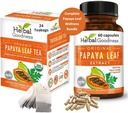Papaya Leaf Extract Capsule och Papaya Leaf Tea Bundle - helt stöd Immune Health och Digestive Wellness