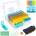 Månatlig Pill Organizer 3 gånger per dag med 31-dagars fuktsäkra låda, vecka Pill Bag, Pill Cutter, Stickers, Plastic Opening Pick for Easy Use, Convenient Daily Medication Management (vit)