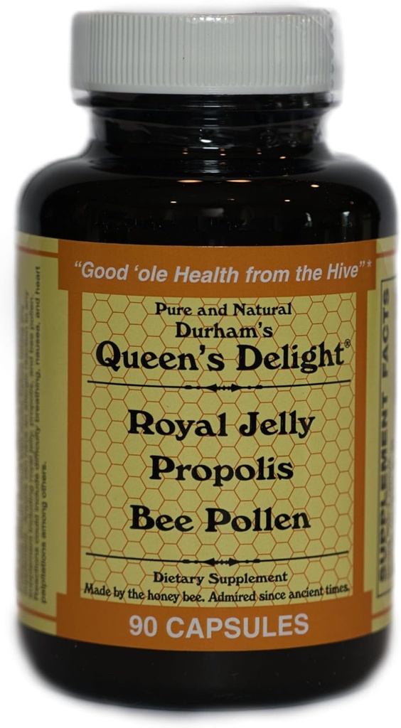 Durham's Queen's Delight (Royal Jelly 1000mg, Propolis 600mg, Beepollen 1500mg) i 3 Daily Capsules
