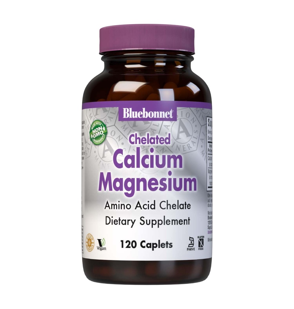 BlueBonnet Albion Chelated Calcium Magnesium Caplets, 120 greve