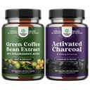 Bundle of Pure Green Coffee Bean Extract för Antioxidant Heart Health Mental Focus och Size Reduction and Cleanse and Detox Activated Charcoal Capsules for Bloating Relief and Body Detox Cleanse
