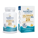 Nordic Naturals Ultimate Omega 2X med vitamin D3, Lemon Flavor - 60 Soft Gels - 2150 mg Omega-3 + 1000 IE D3 - EPA & DHA - Brain, Heart & Immune Health - 30 portioner
