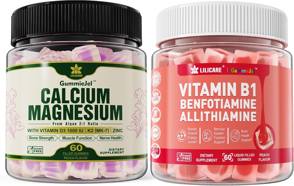 Växtbaserad kalciumtillskott + vitamin B1 Gummies