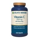 Naturens Wonder Vitamin C 1000 mg med Rose Hips tabletter för immunhälsa, 250 portioner, 250 räkning