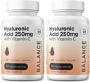 Rena Hyaluronsyra Supplement 250mg med vitamin C 50mg, 120 Vegan kapslar - Hudhydration för naturlig glöd, hår, naglar, ben och gemensam hälsa Formel
