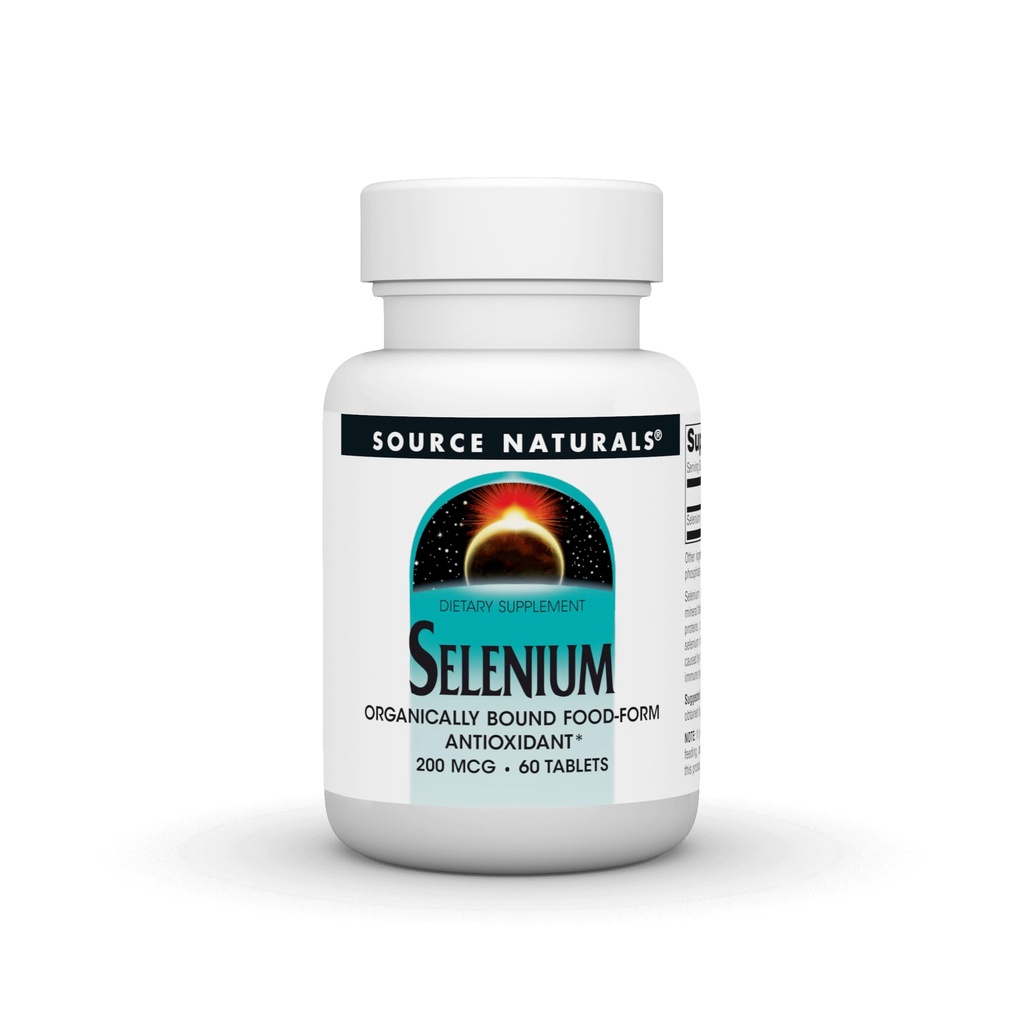 Källa Naturals Selen, organiskt bunden mat-form antioxidant *, 200 mcg - 60 tabletter