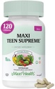 Teen Vitamins för flickor 12-17 - Teen Multivitamin D3, Järn, Calcium, Biotin, Zink, Digestive Enzymes - Teenager Girl Multi Vitaminer för Hälsosam hud, Immune & Mood Support - 120 Räkna