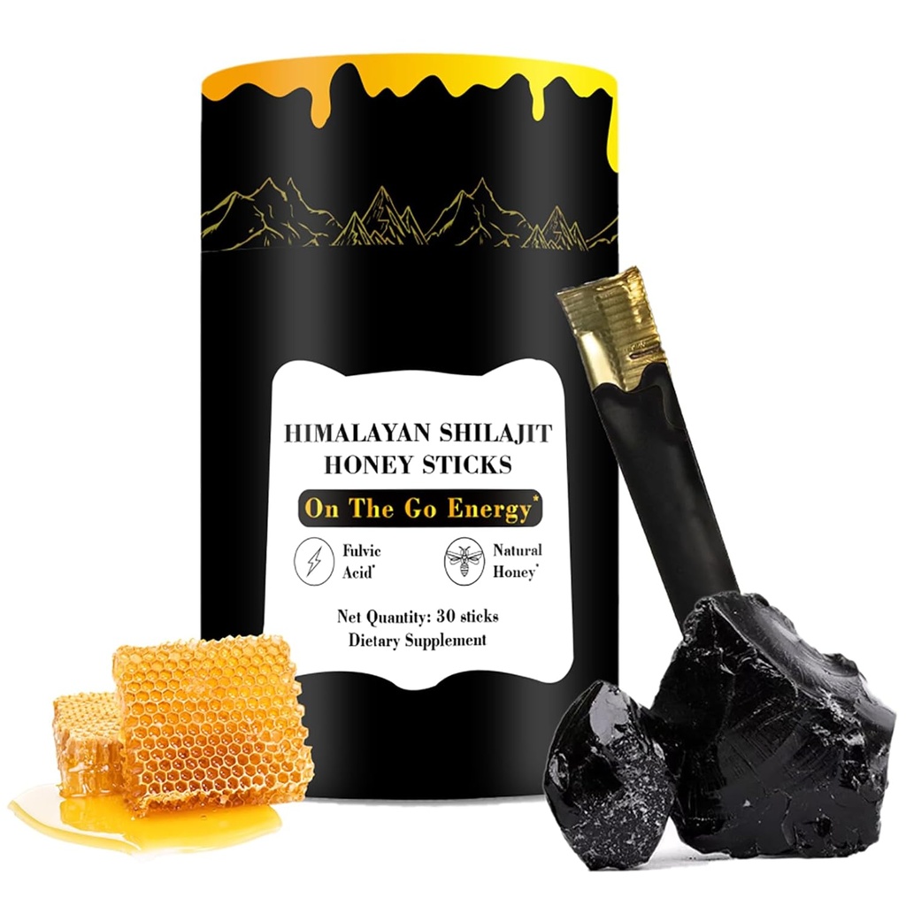 Zotreval Shilajit Honey Sticks, 30 Sticks - Pure Himalayan Resin, Organic Honey & Saffron för energi Boost, Immune Support & Vitality, SHILAJIT Honung Sticks för Män & Kvinnor